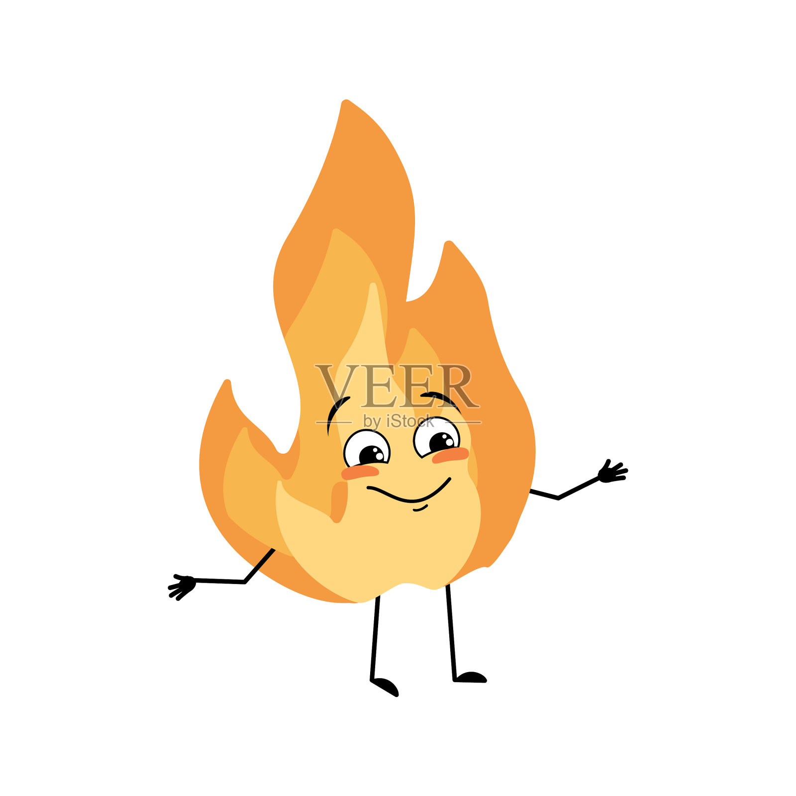 可爱的火焰人物与快乐的情绪设计元素图片