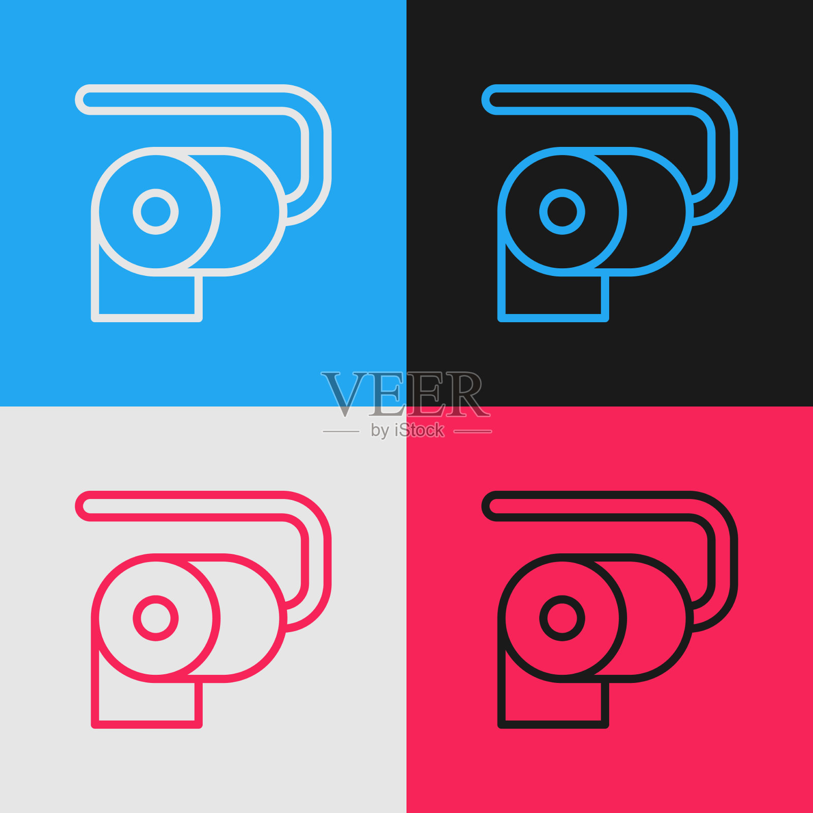 波普艺术线厕纸卷图标孤立上插画图片素材