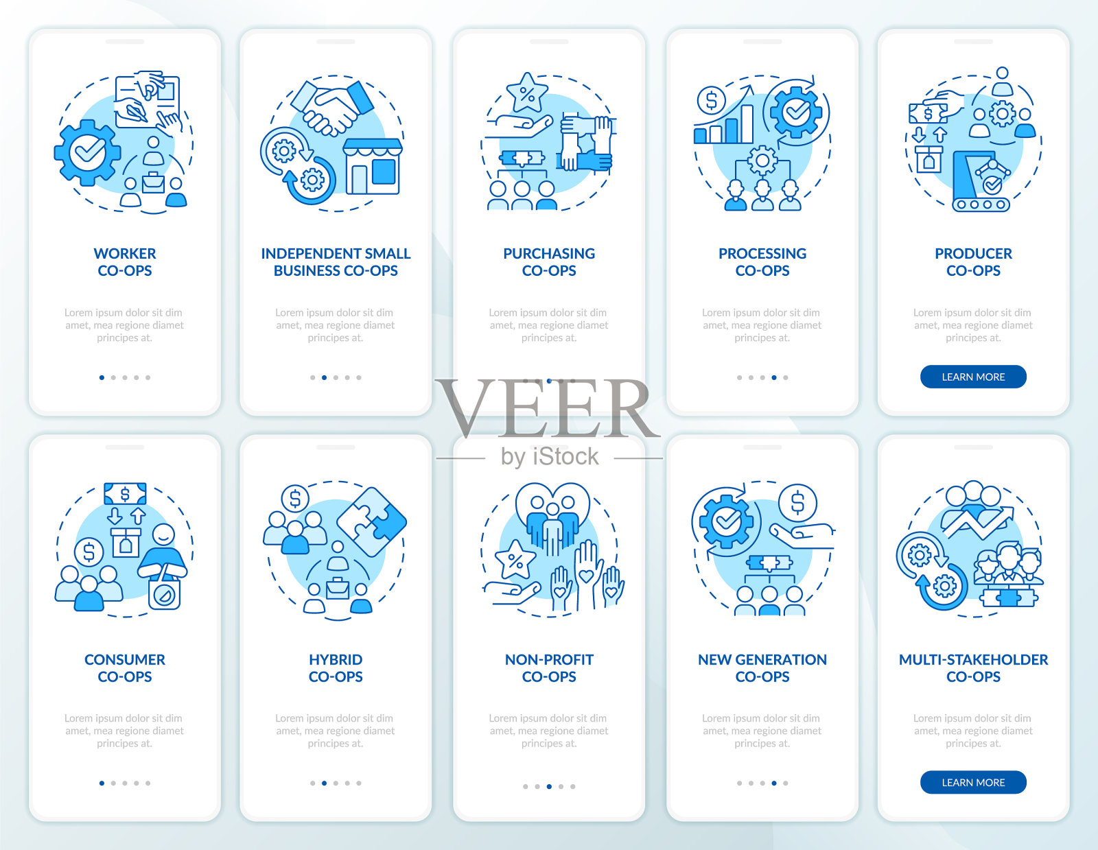 商务合作类型蓝色入驻移动应用插画图片素材
