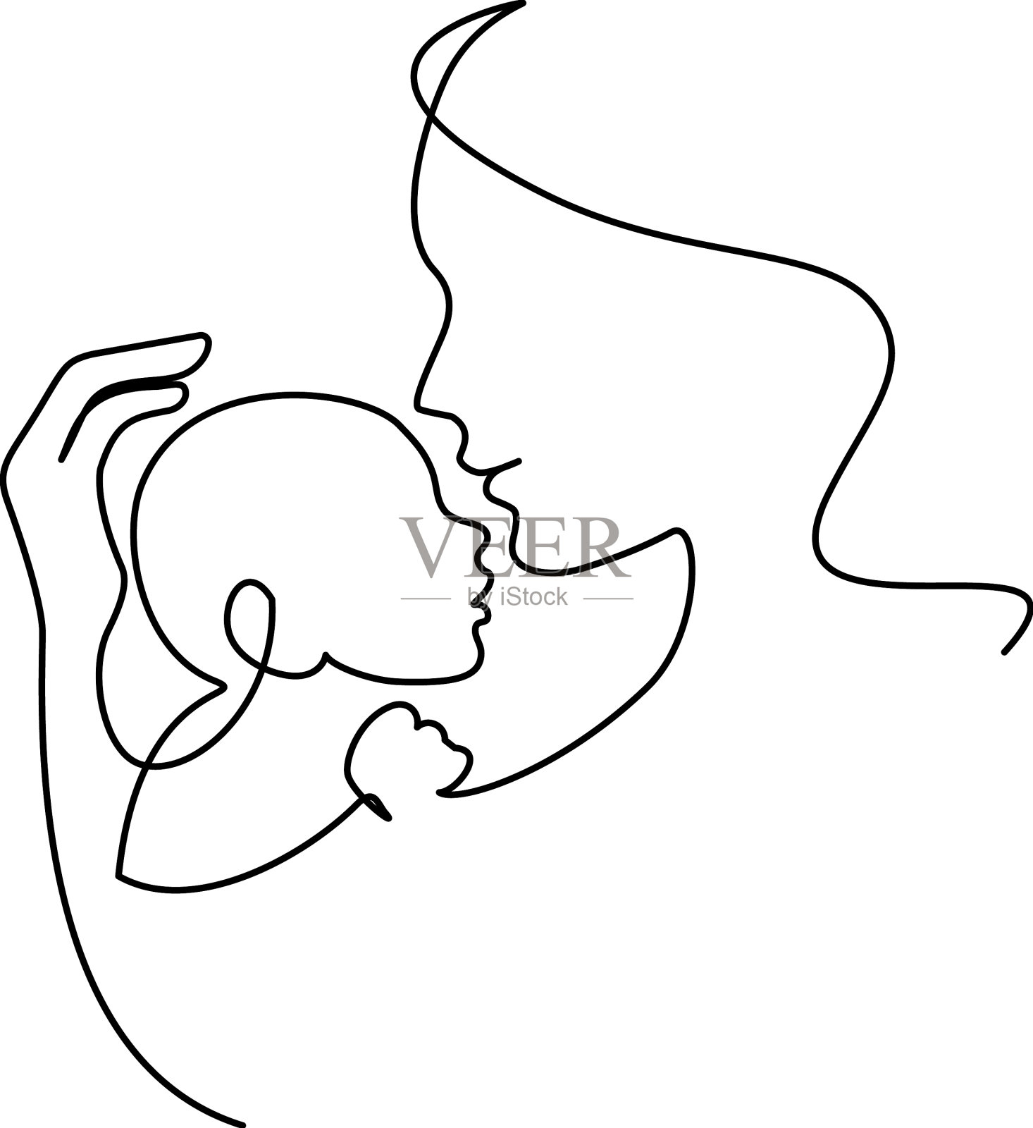 妈妈抱着刚出生的宝宝一行插画图片素材