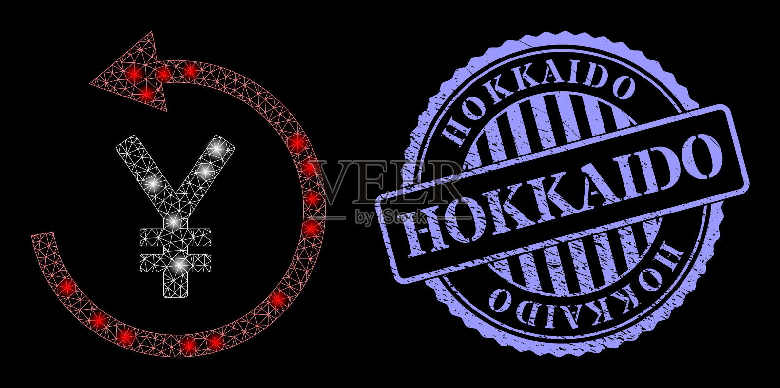 纹理北海道邮票印章和星座网插画图片素材