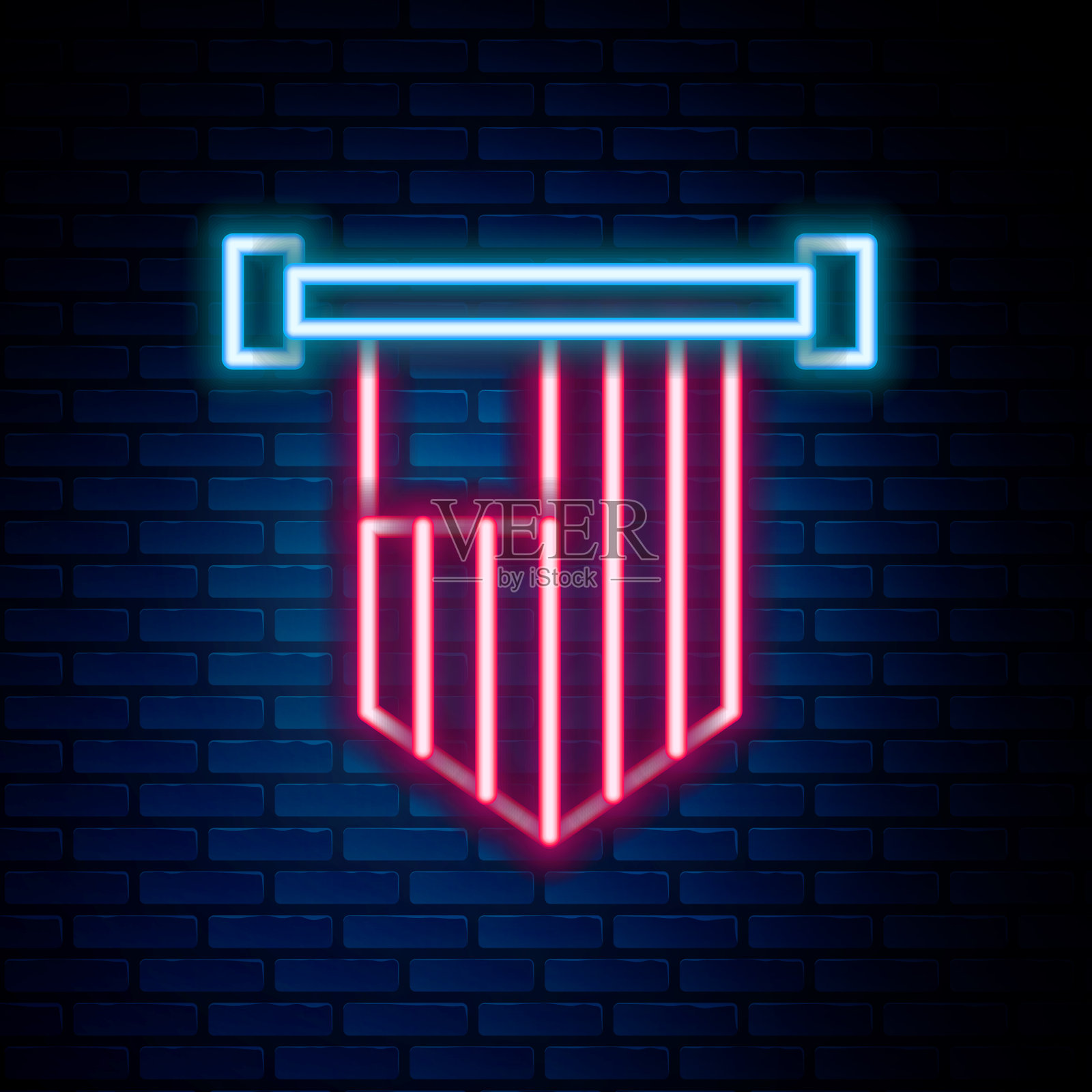 发光的霓虹灯线隔离在美国国旗图标上插画图片素材