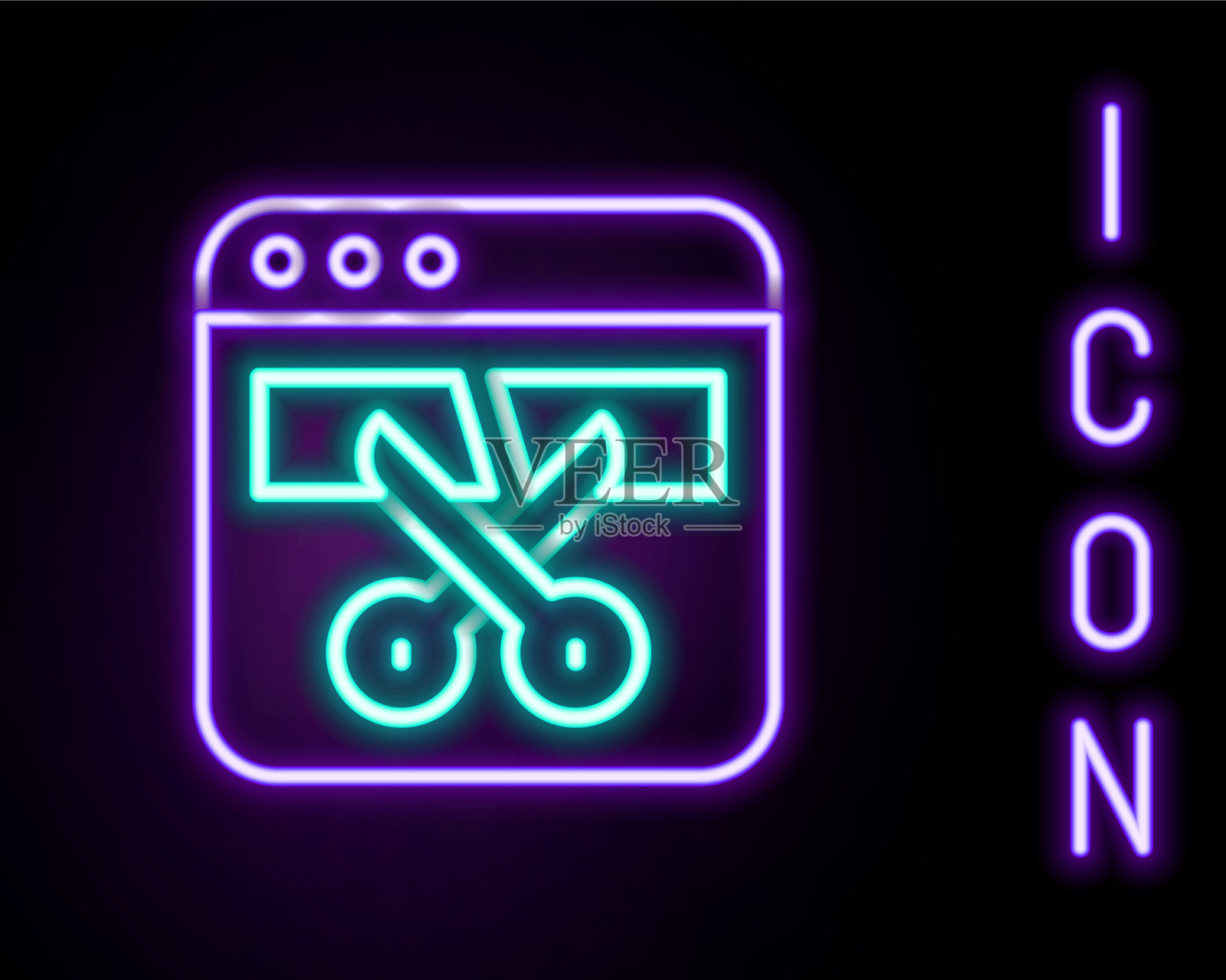 发光的霓虹灯线录像机或编辑器插画图片素材