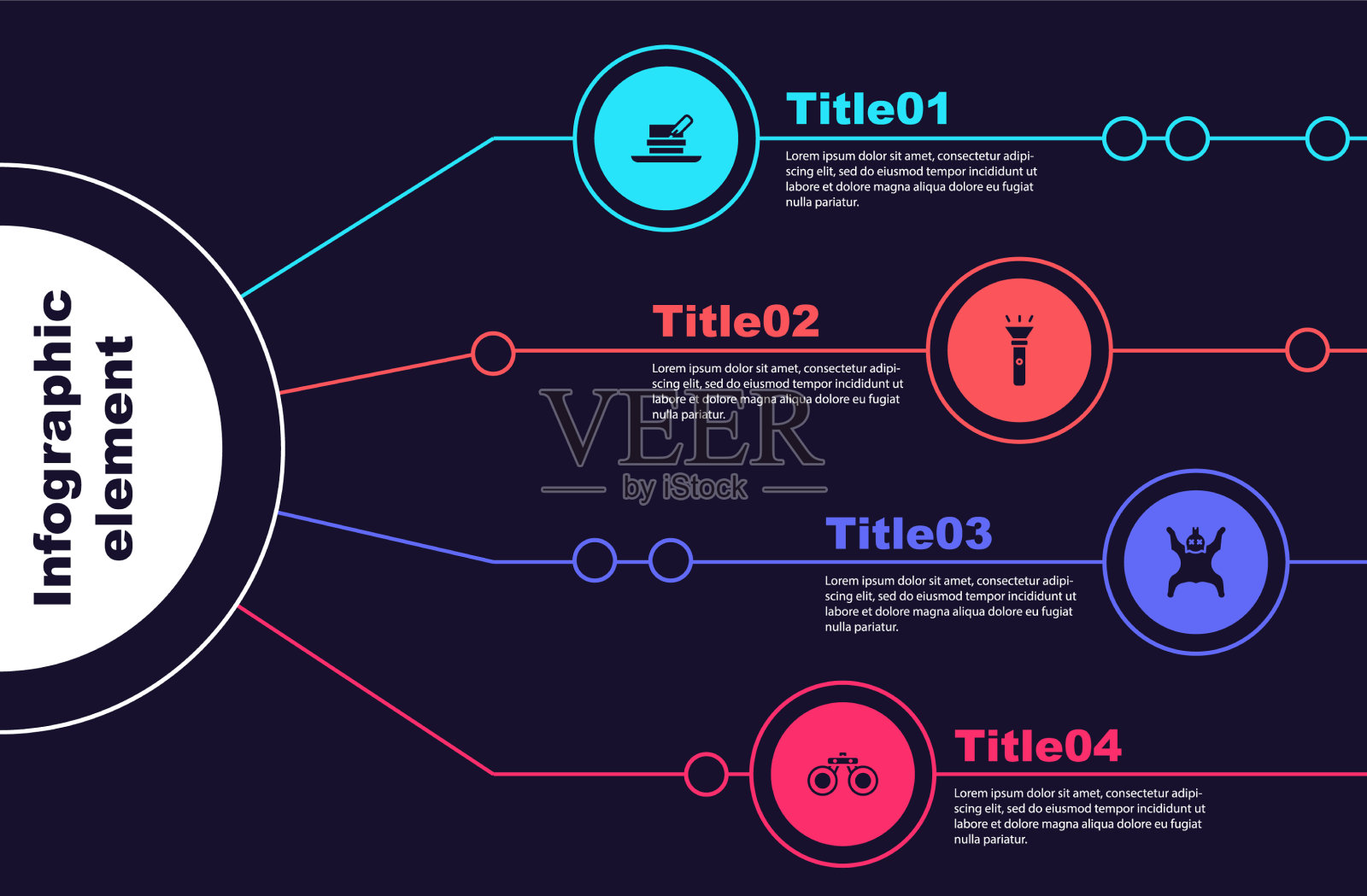 设置猎人帽子羽毛手电筒熊皮插画图片素材