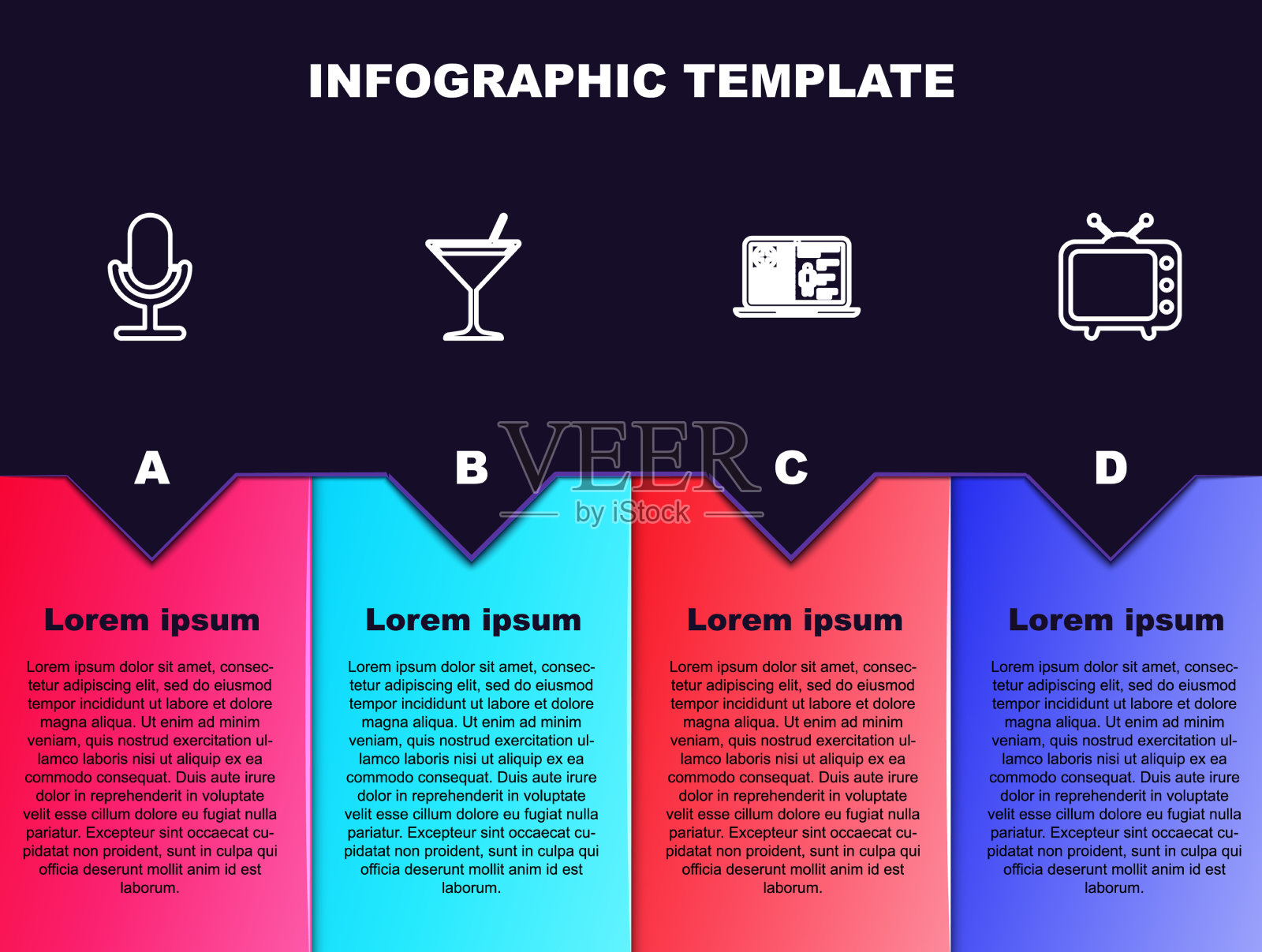 设置线麦克风马提尼玻璃医疗插画图片素材