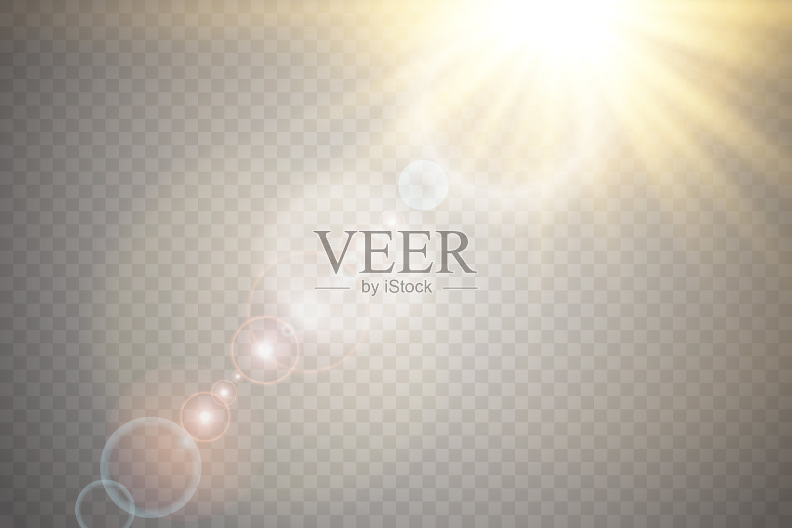 矢量透明阳光特殊透镜眩光效果。太阳闪烁着光芒和聚光灯插画图片素材