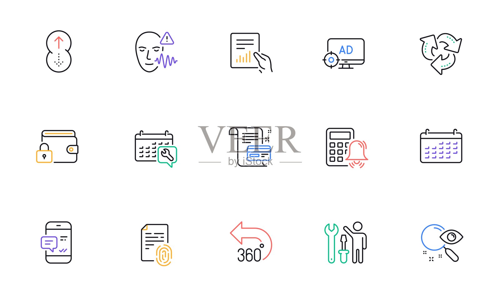 修理工，Seo广告块和360度线图标的网站，印刷。为设计。向量图标素材