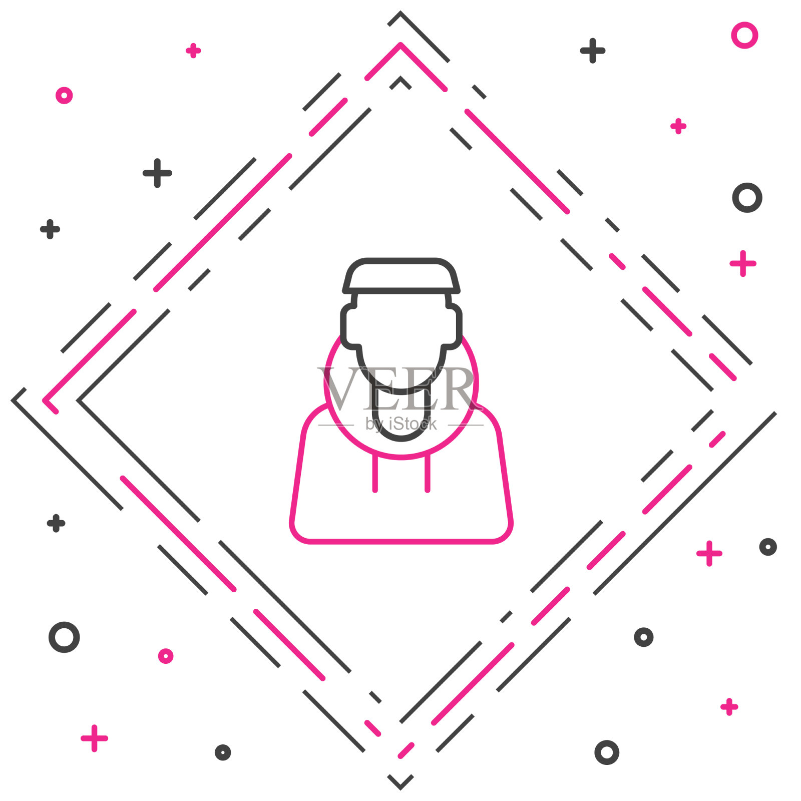 线和尚图标孤立的白色背景插画图片素材