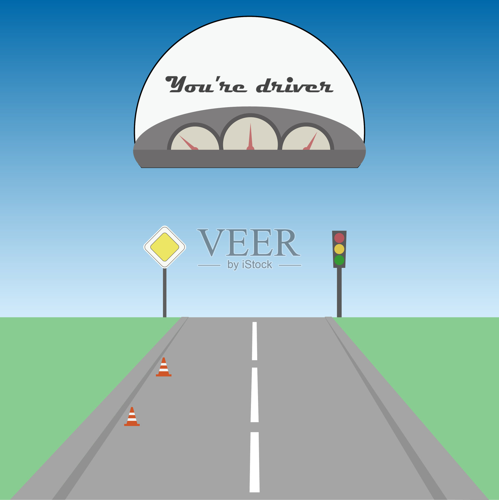 路上有路标，恭喜你插画图片素材