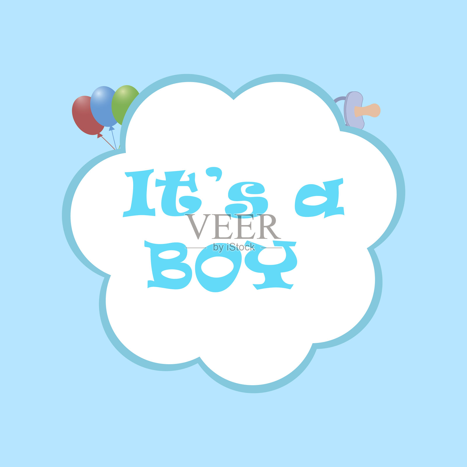 婴儿沐浴卡与性别插画图片素材