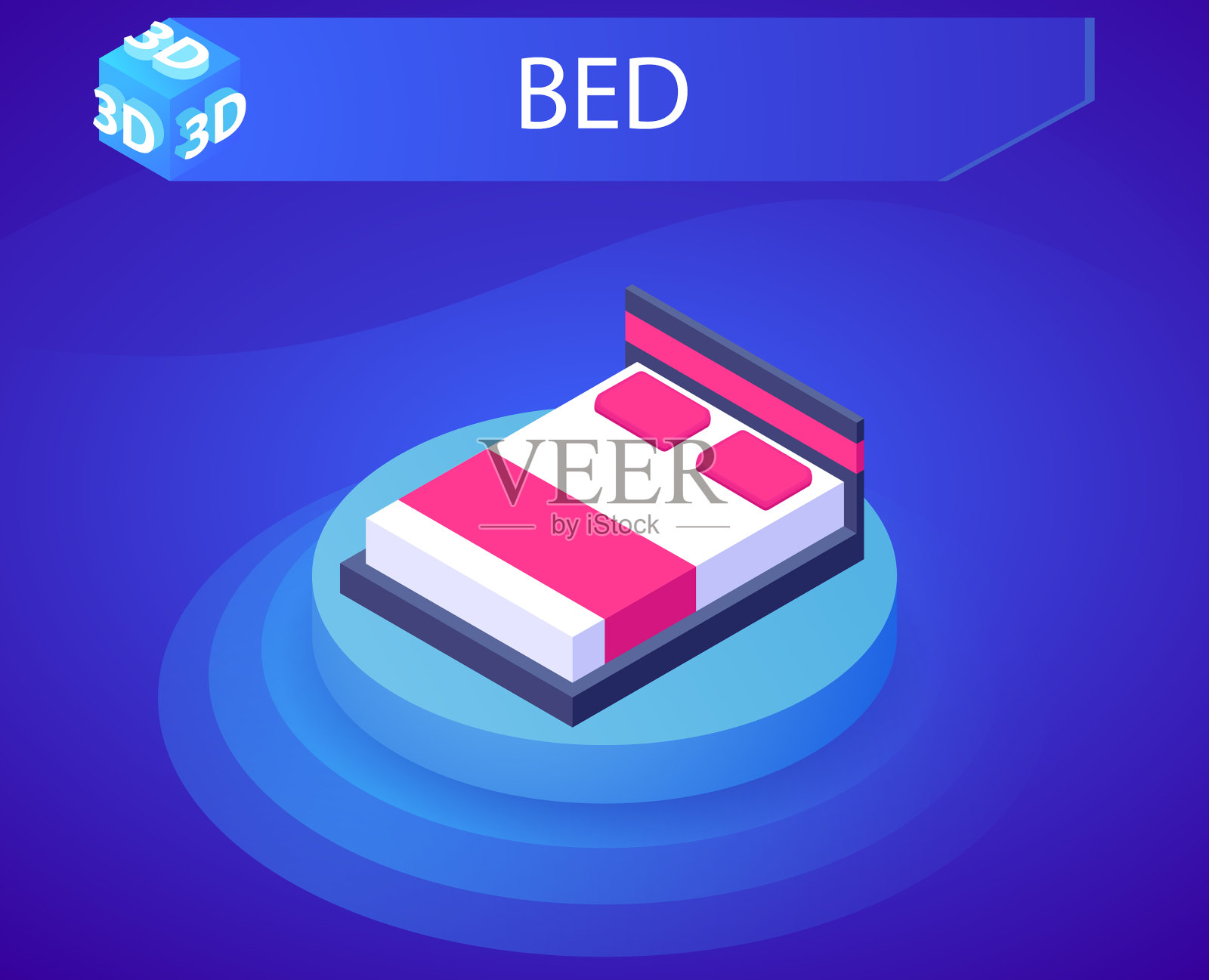 床等距设计图标网页3d彩色概念插画图片素材
