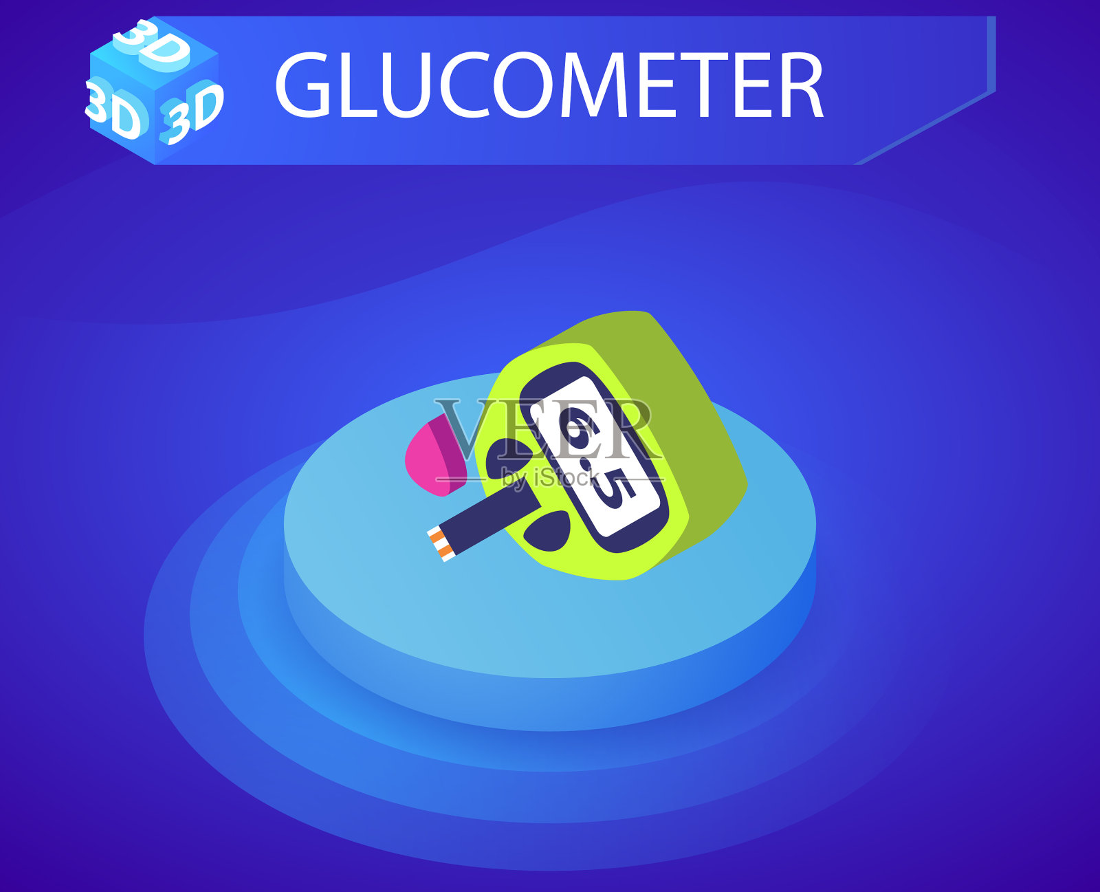 血糖计等距设计图标网页3d彩色插画图片素材