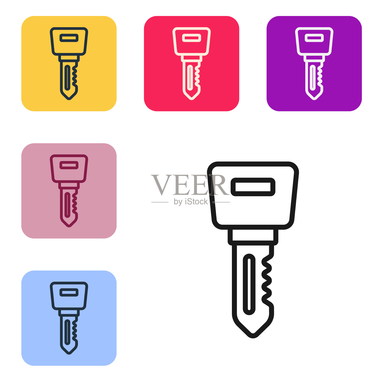 黑线酒店门锁上的钥匙图标隔离图标素材