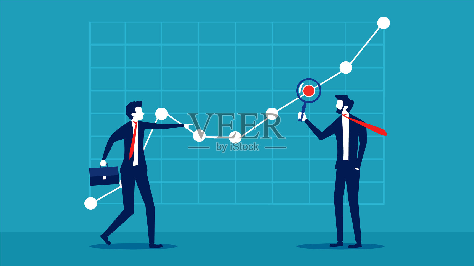 商人用放大镜分析插画图片素材