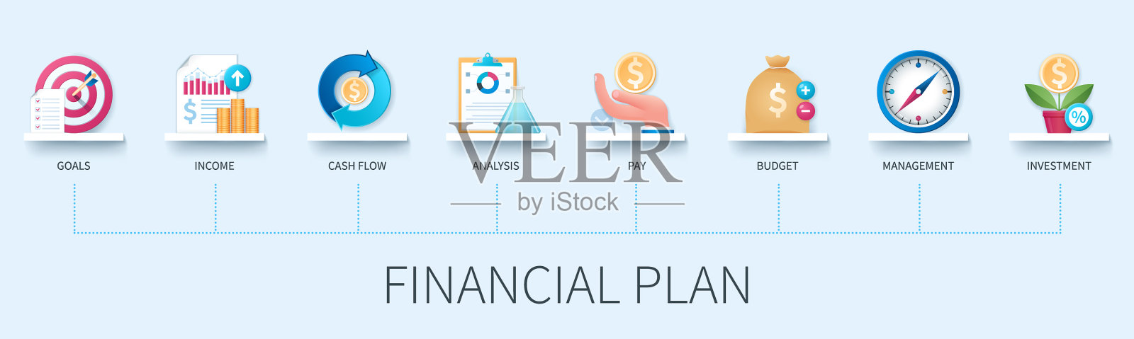 3d风格的财务计划网络信息图插画图片素材