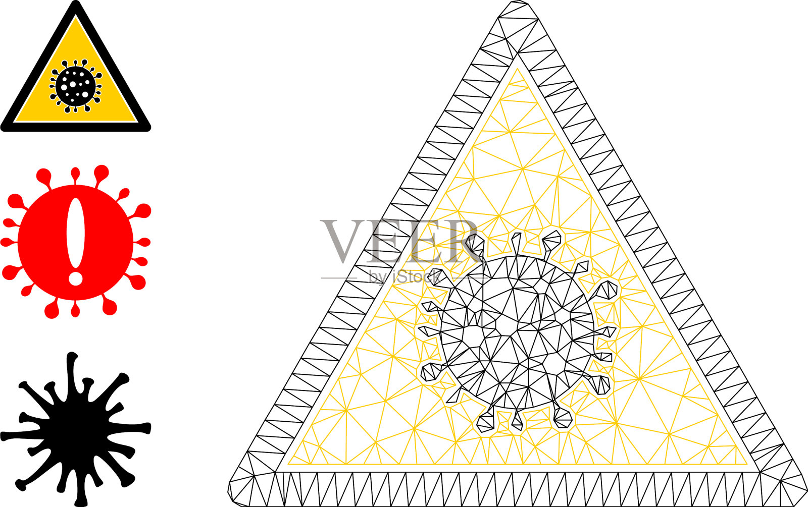 网络网格病毒危险图标和奖励图标插画图片素材