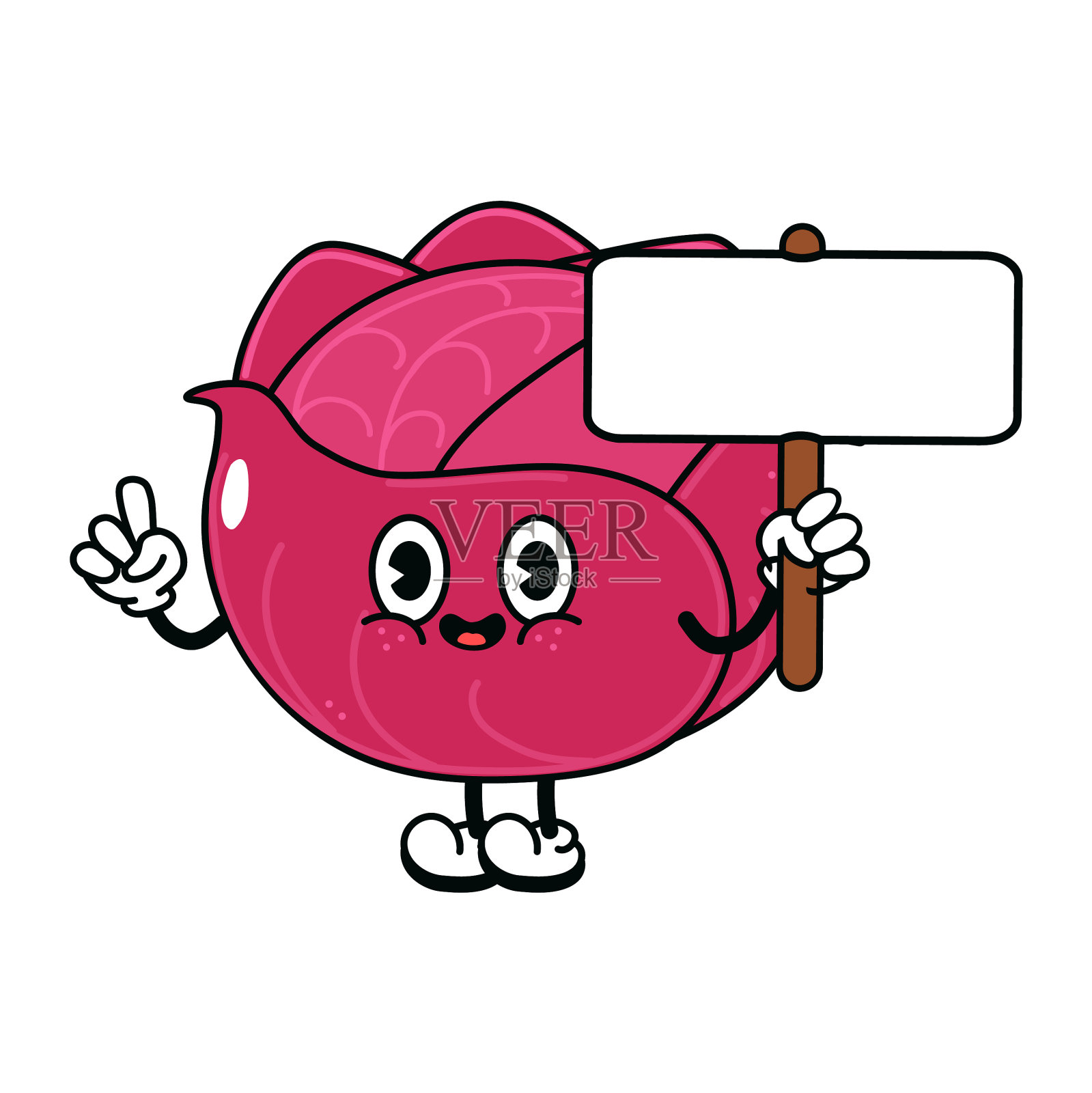 可爱有趣的红卷心菜，上面有题词设计元素图片