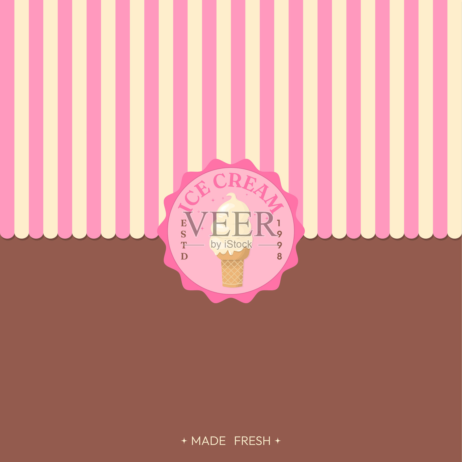 冰淇淋店的标志与柔和的背景插画图片素材