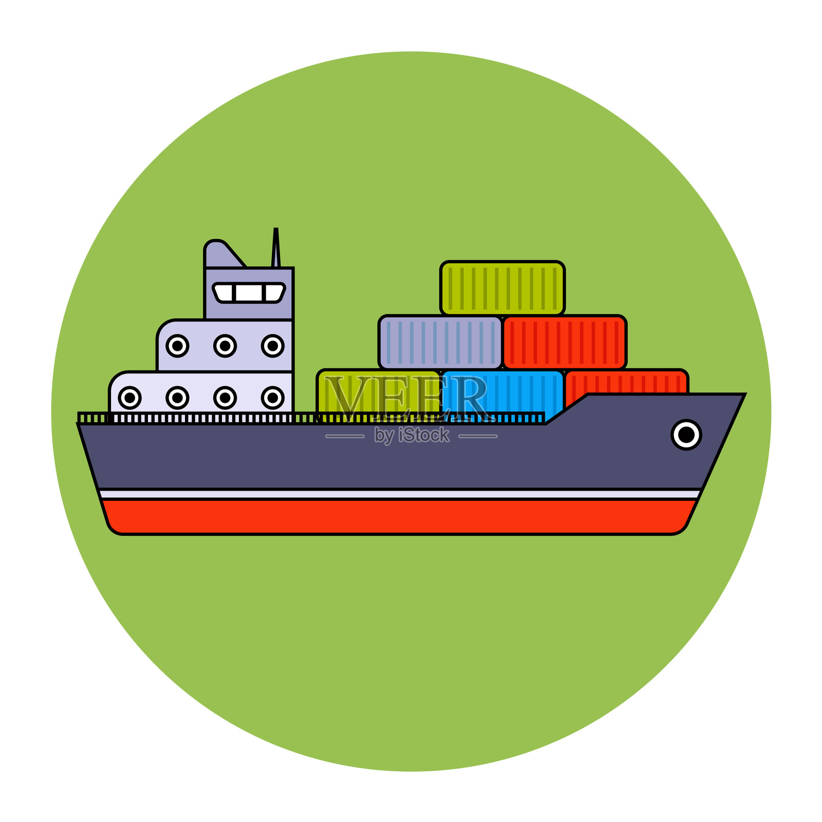 货船把集装箱运到港口设计元素图片