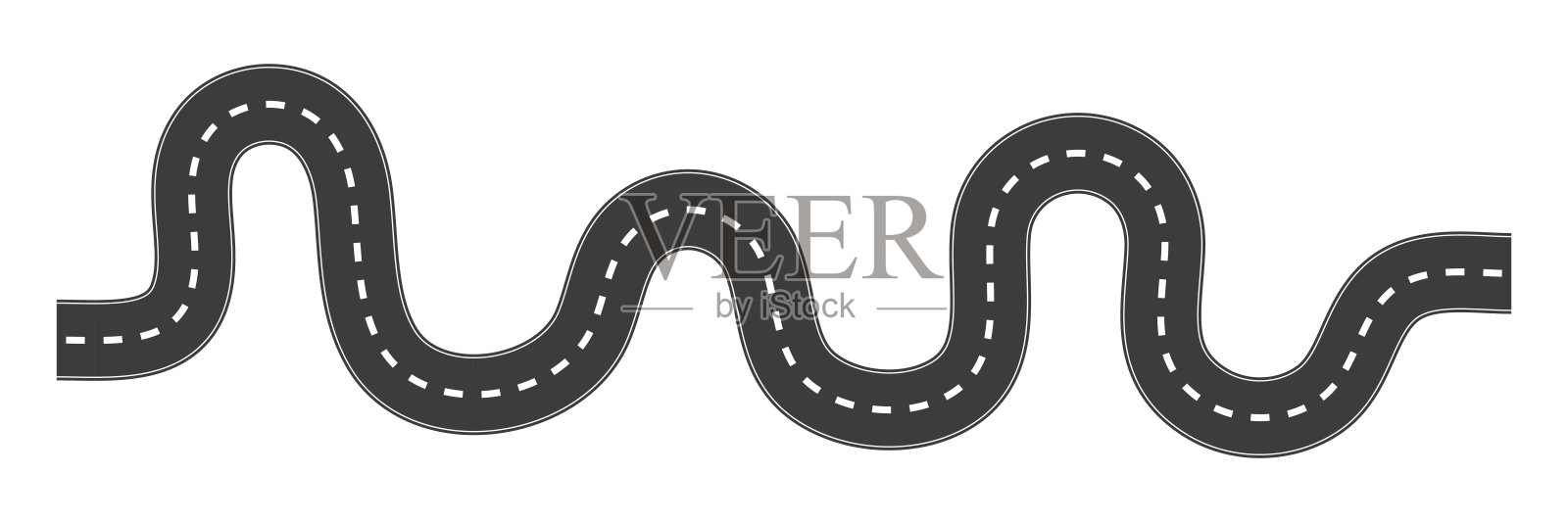 弯弯曲曲的沥青路。设计元素图片