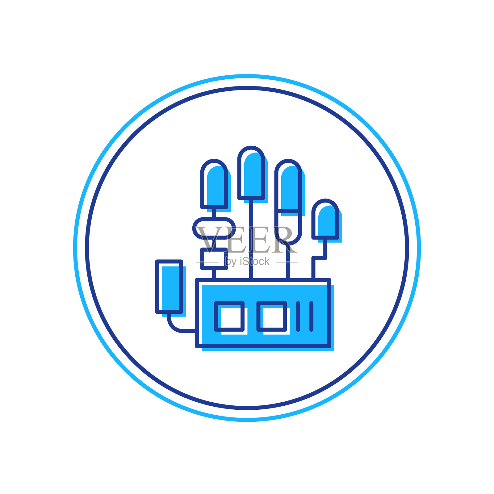 填充轮廓机械机器人手图标隔离图标素材