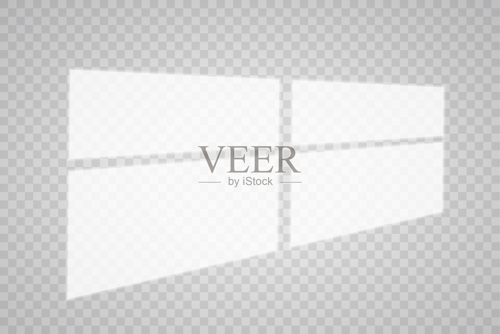 覆盖阴影效果。透明叠加窗口和百叶窗的影子。透明背景上逼真的阴影和自然照明效果。矢量图插画图片素材