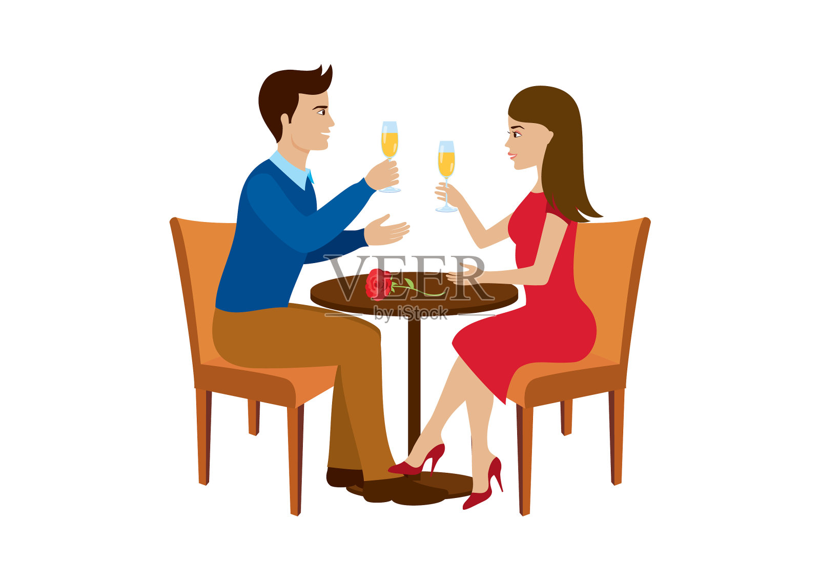 美丽恩爱的夫妇用香槟干杯设计元素图片