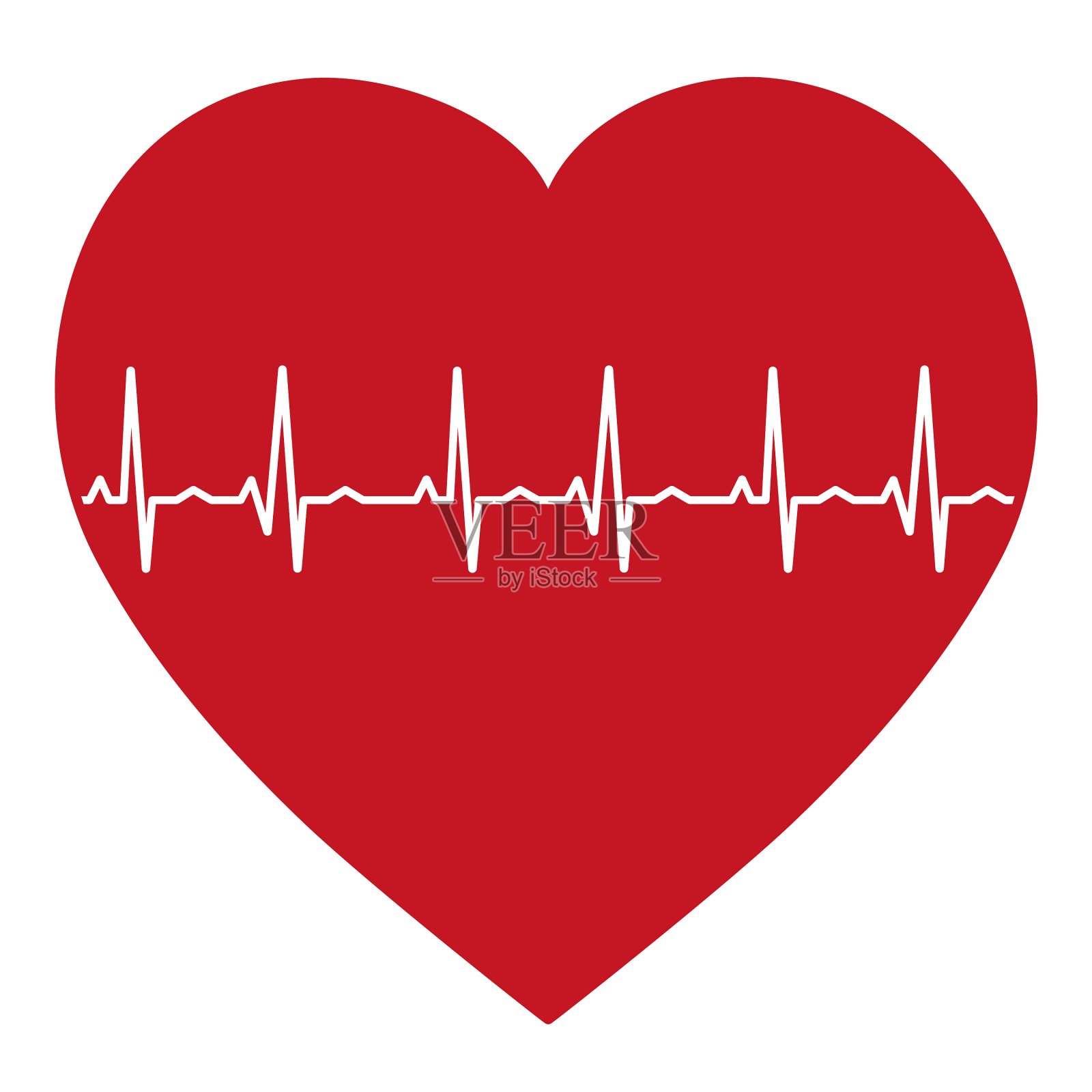 红色的心与白色的脉冲在一个明亮的背景设计元素图片