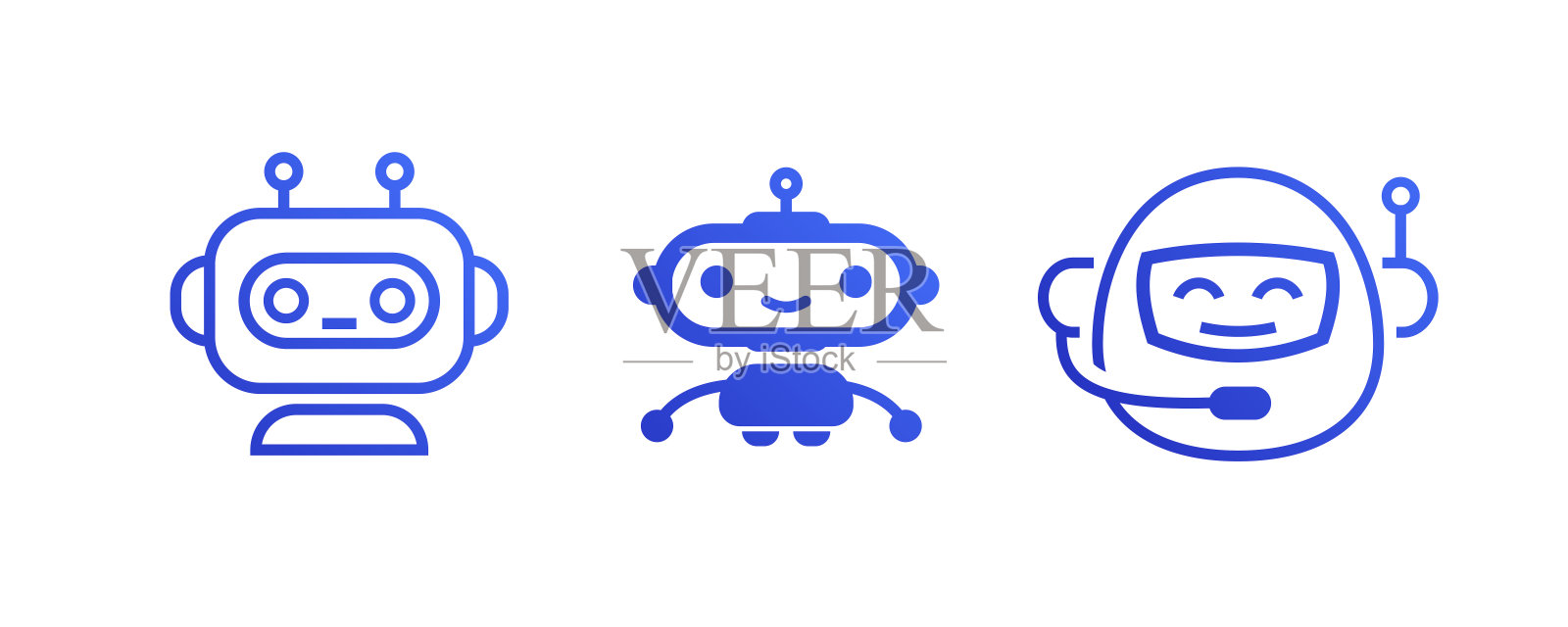 聊天机器人图标，机器人符号向量集插画图片素材