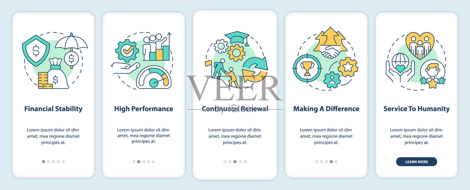 组织文化特征在手机应用程序屏幕上插画图片素材