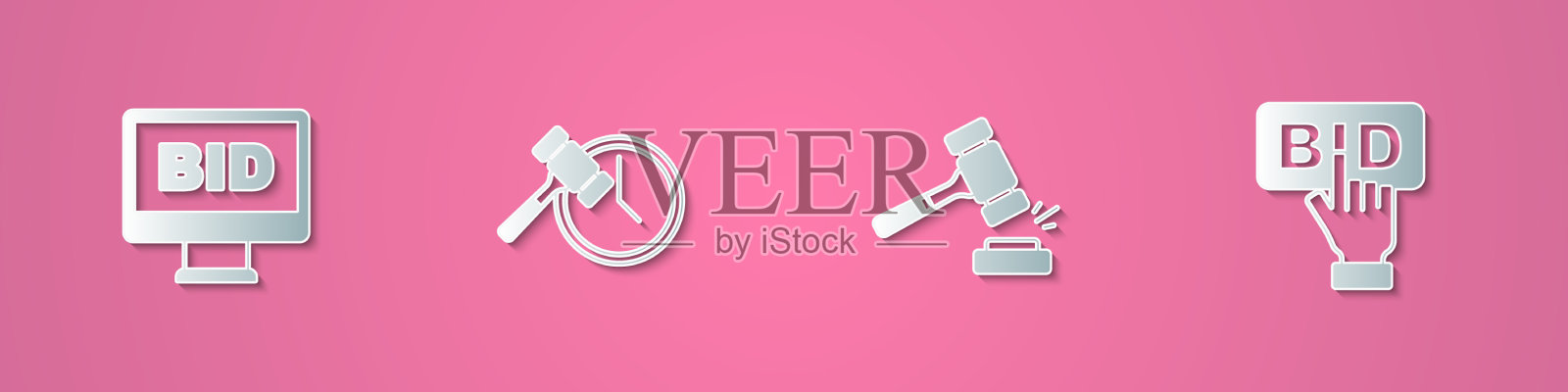 集剪纸在线拍卖拍卖锤和插画图片素材