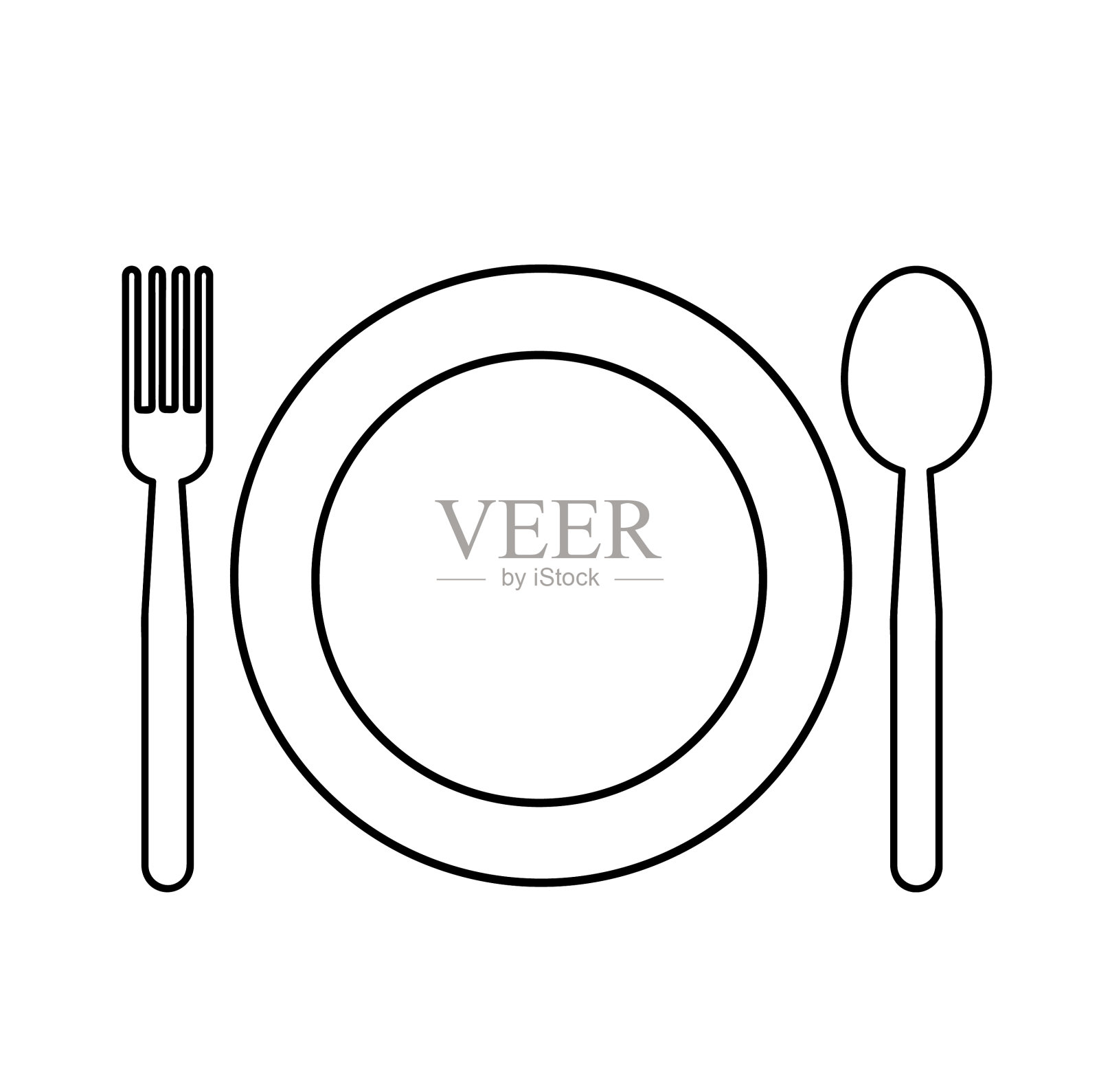 简单的勺子和叉子图标图标素材