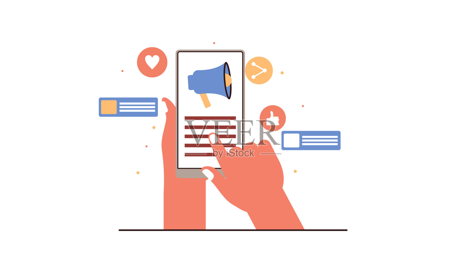 社交媒体营销理念带有病态特征插画图片素材