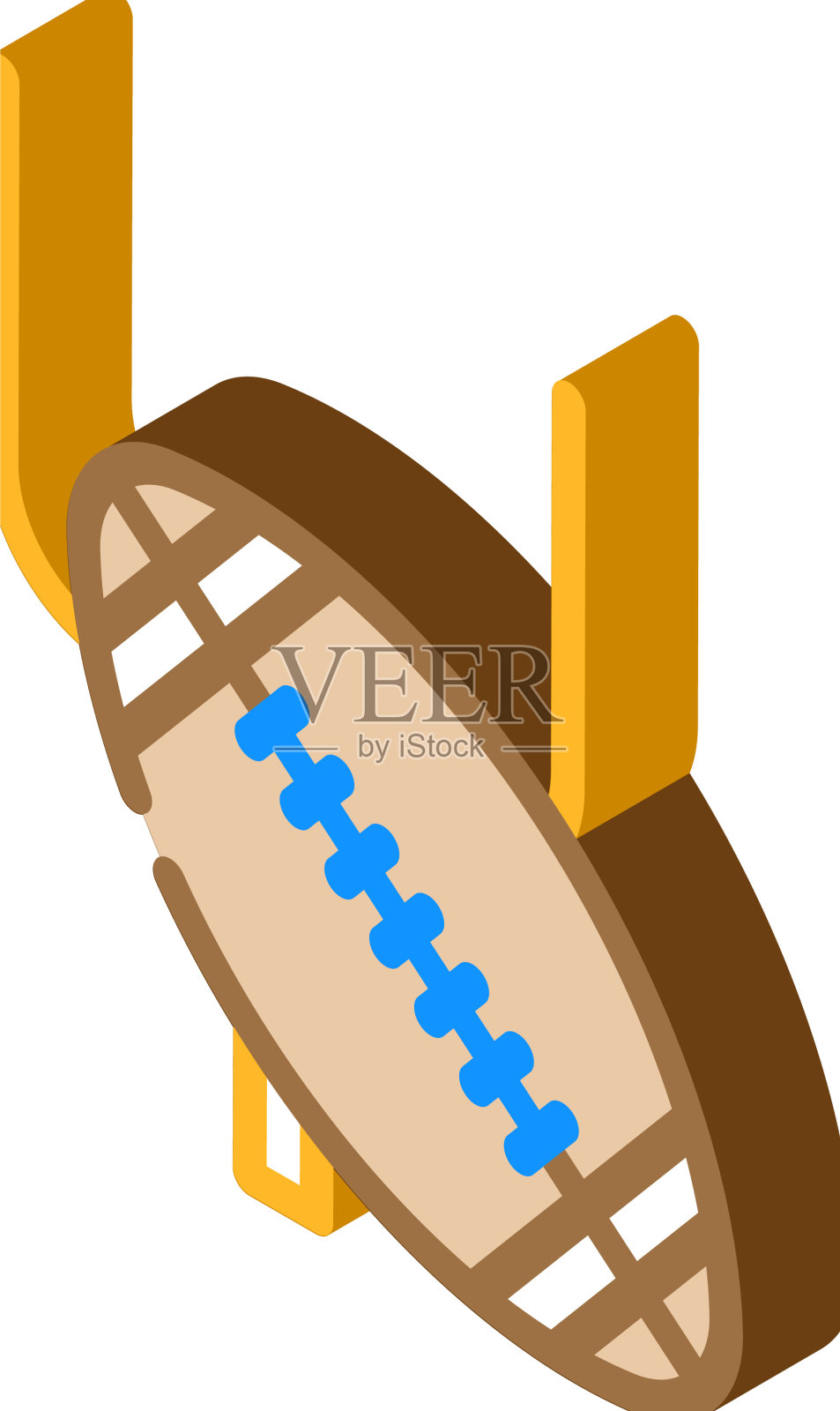 橄榄球比赛球和门等距图标设计元素图片