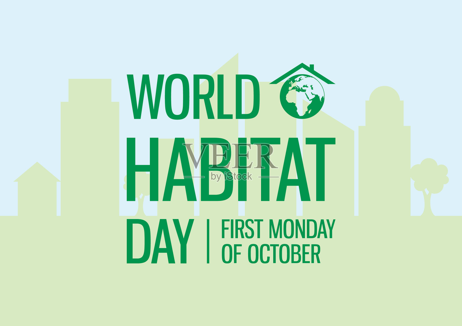 世界人居日家园城市绿色图标插画图片素材