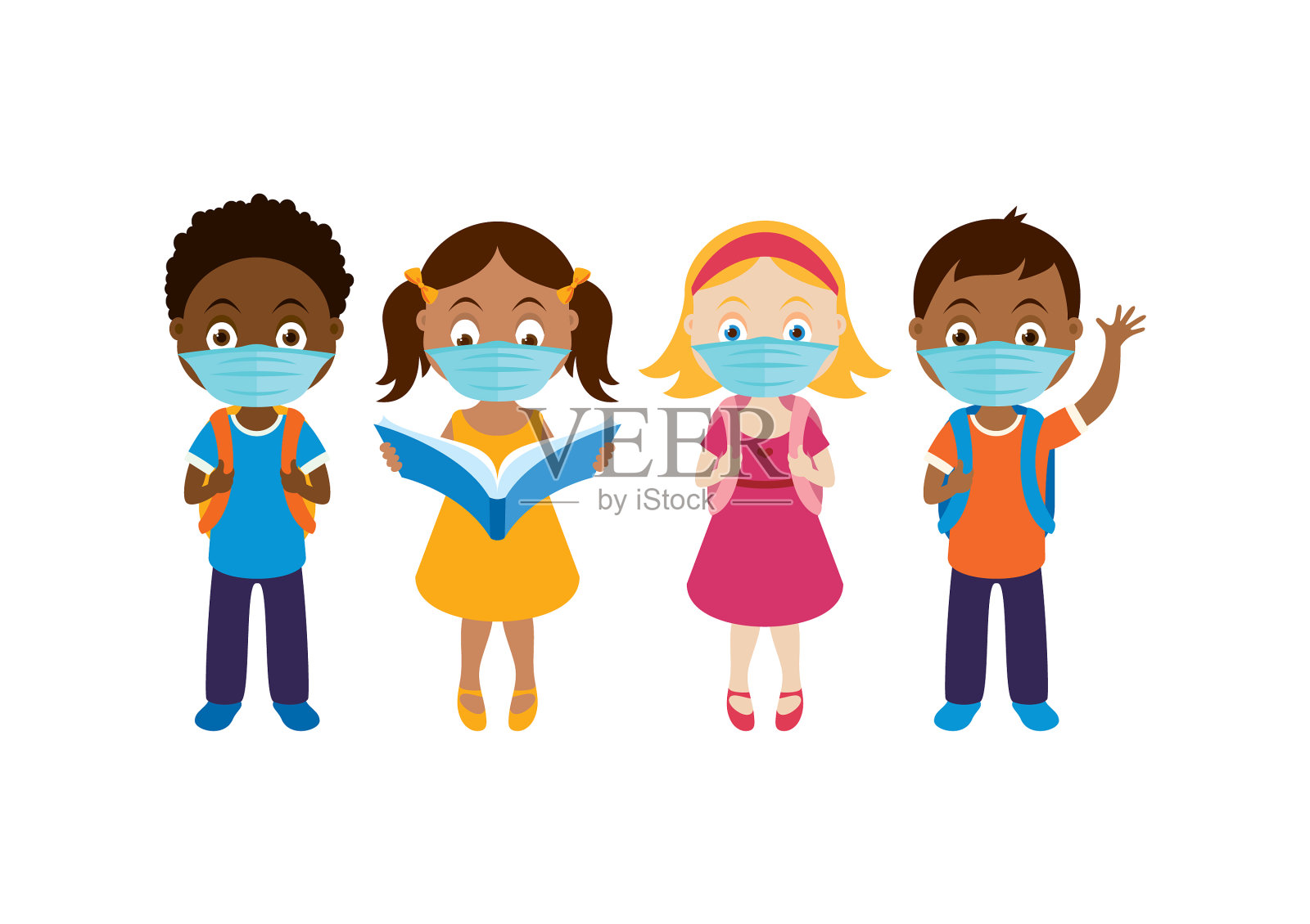 儿童保护面罩图标设置设计元素图片