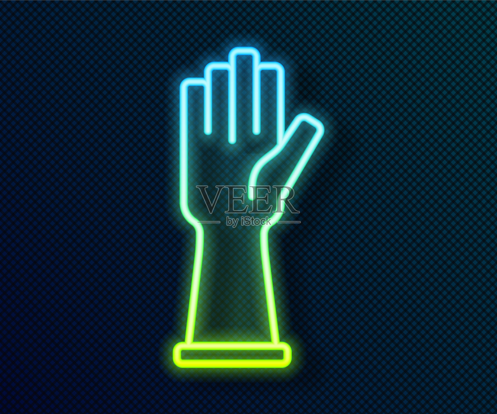 发光的霓虹灯线橡胶手套图标孤立上插画图片素材