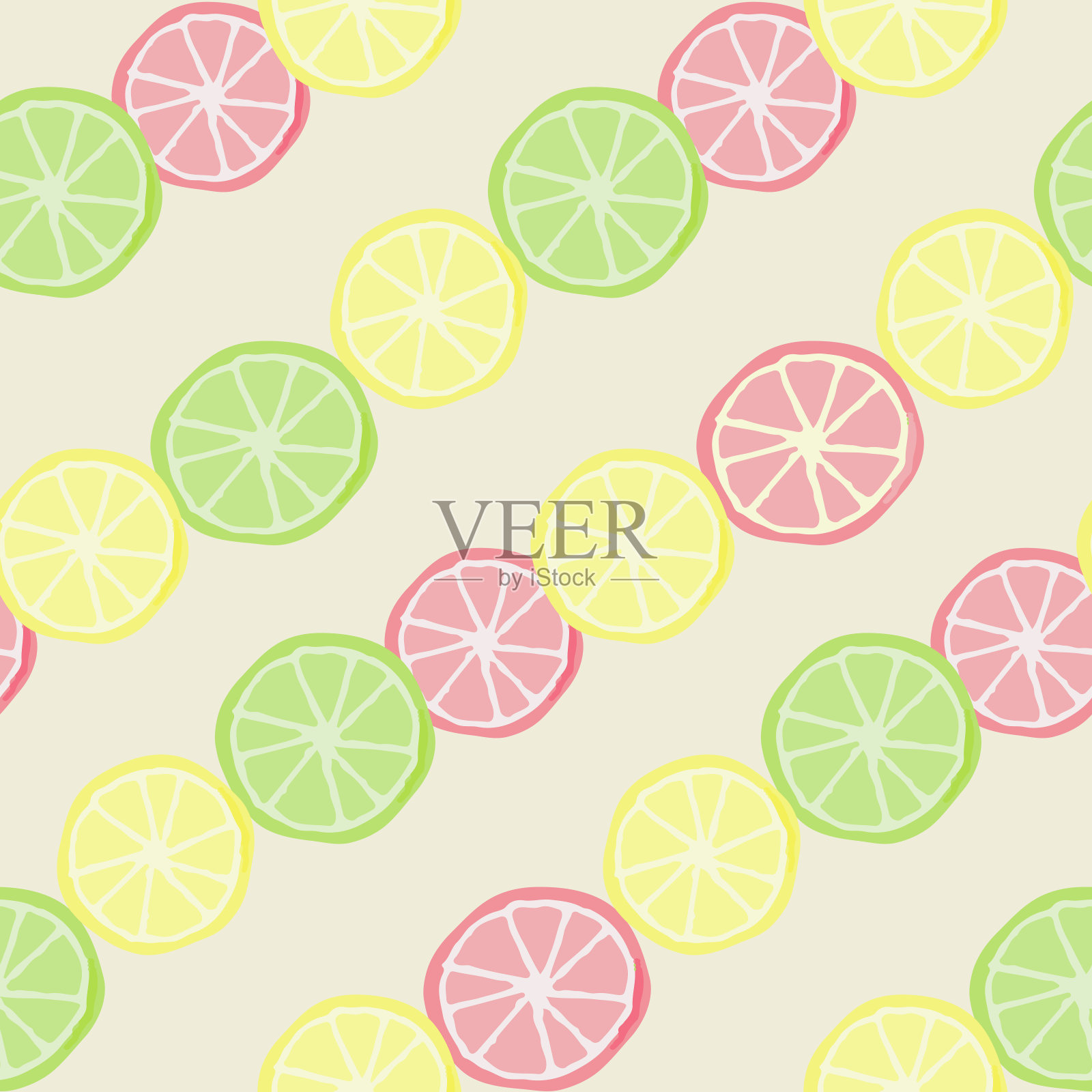 夏天的无缝图案与切片和柠檬插画图片素材