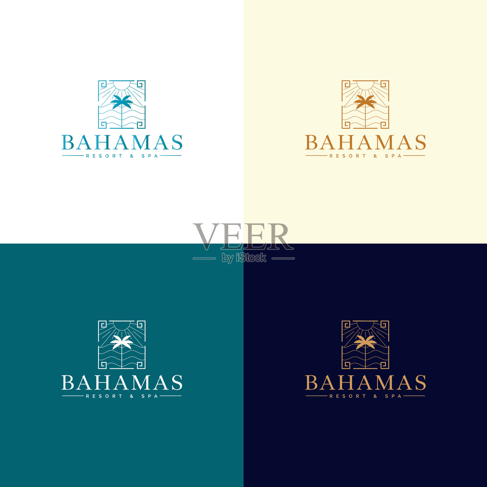 巴哈马度假和水疗标志设计插画图片素材