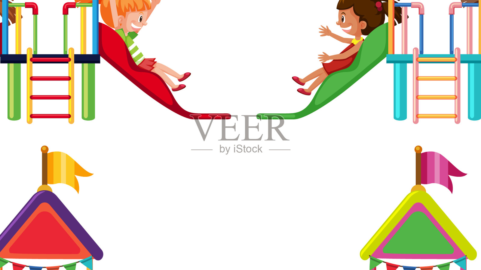 为孩子们准备的户外滑梯插画图片素材