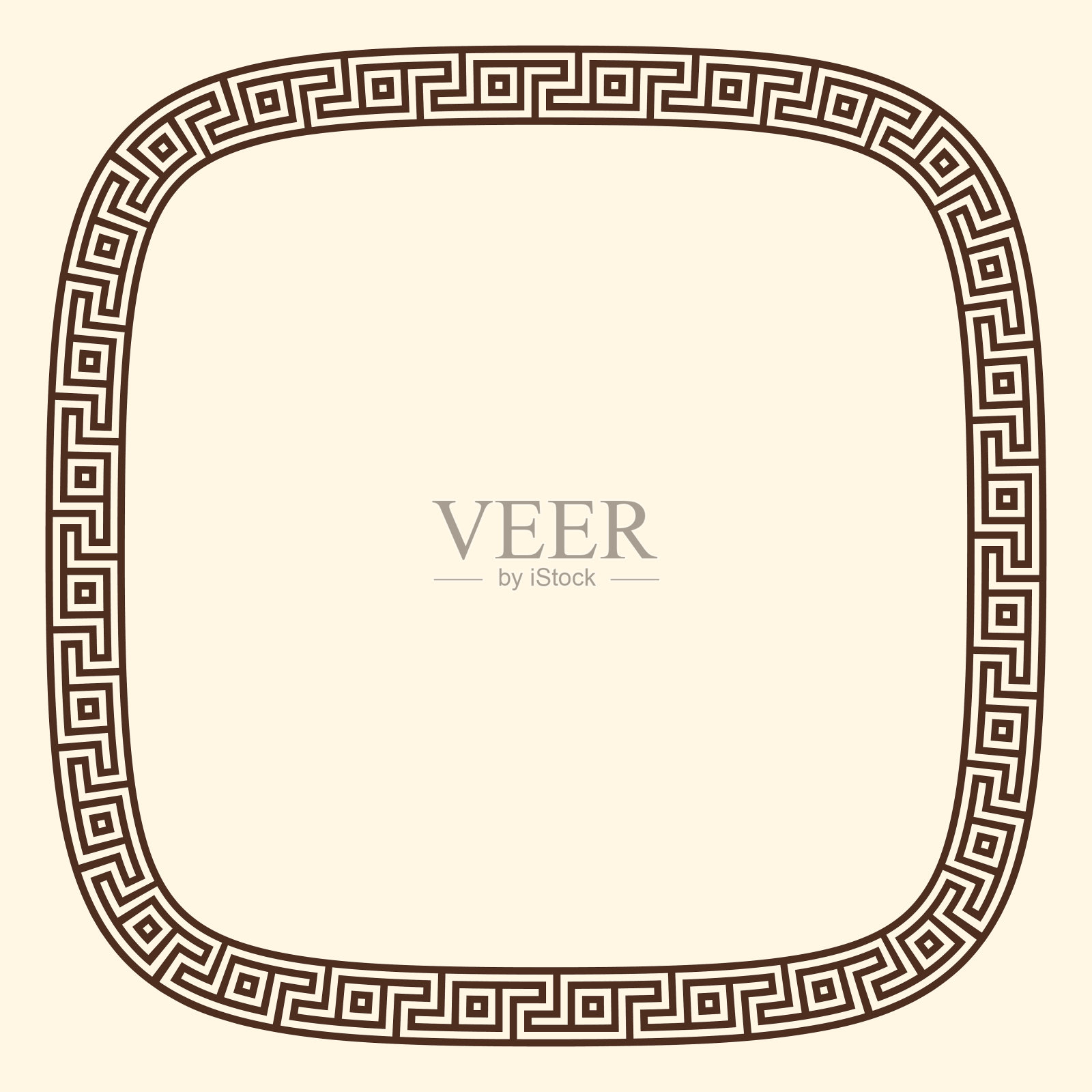 希腊钥匙图案，圆形方形框架。装饰古代漫步插画图片素材