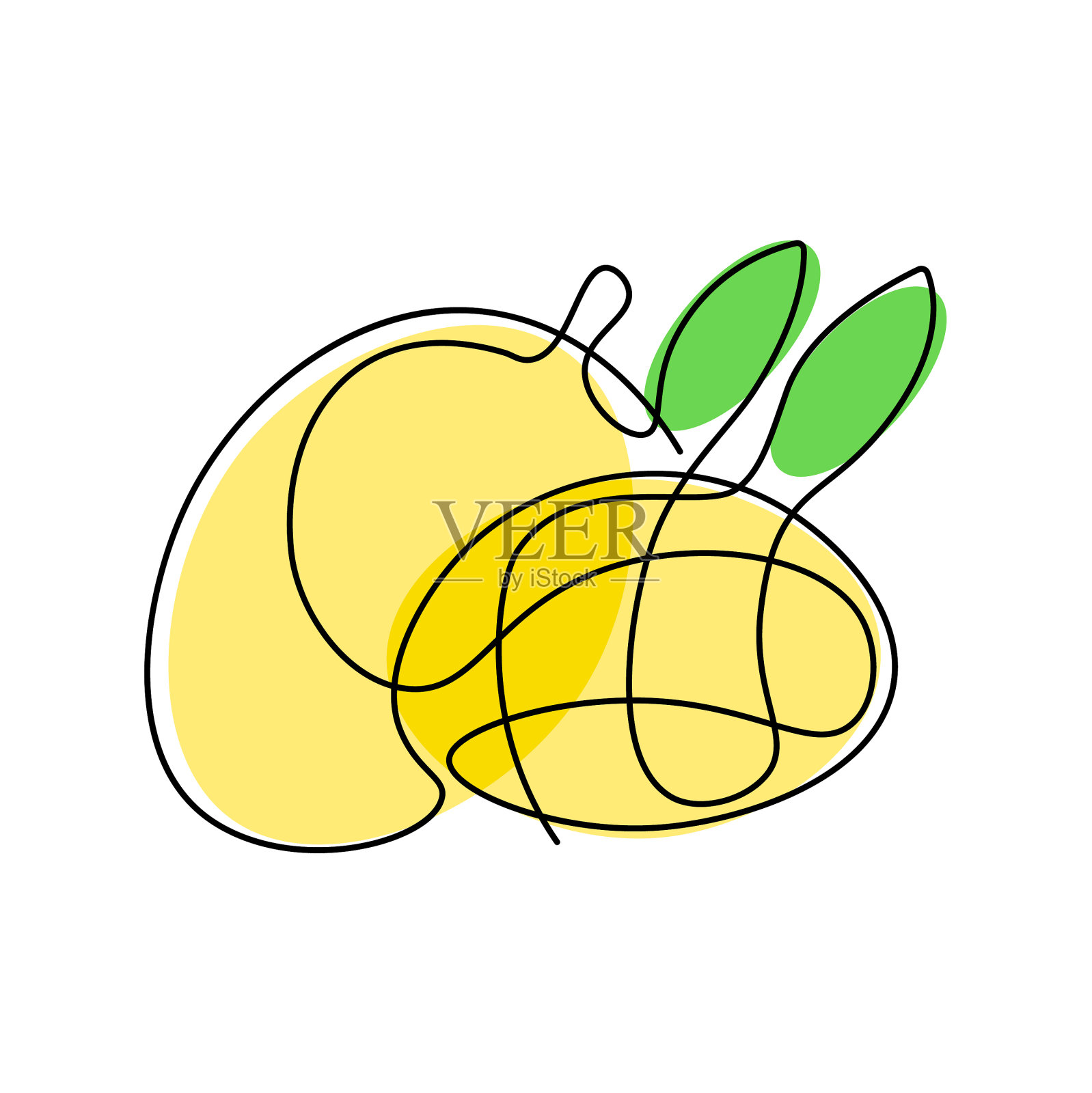 连续线条的芒果水果概念对象设计元素图片