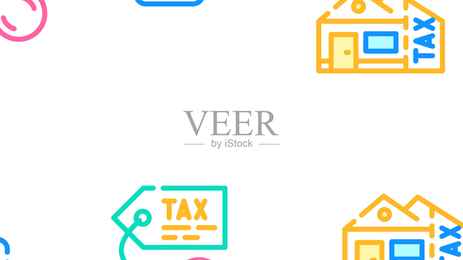 税务财务支付收入图标设置插画图片素材