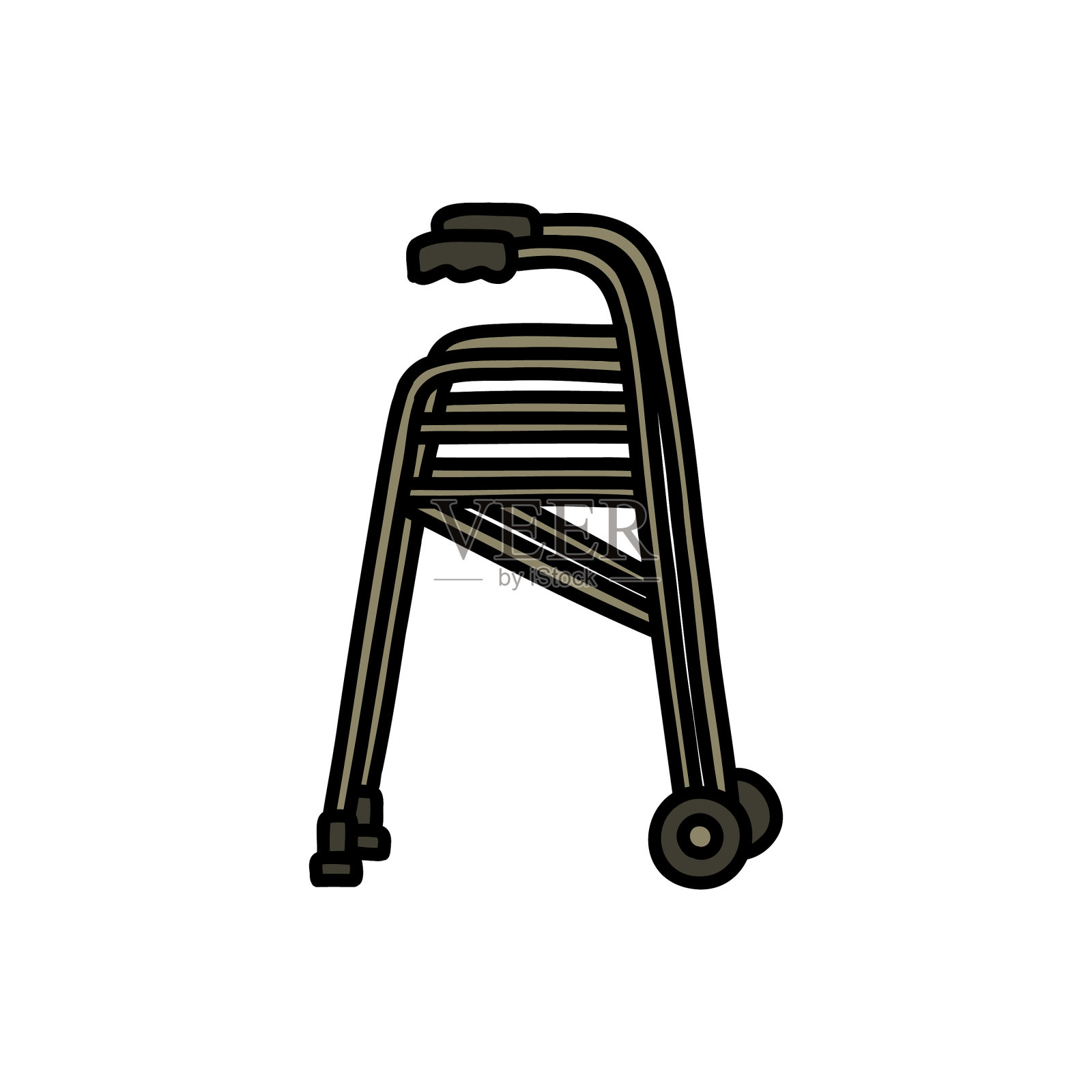 步行者涂鸦图标颜色线插画图片素材