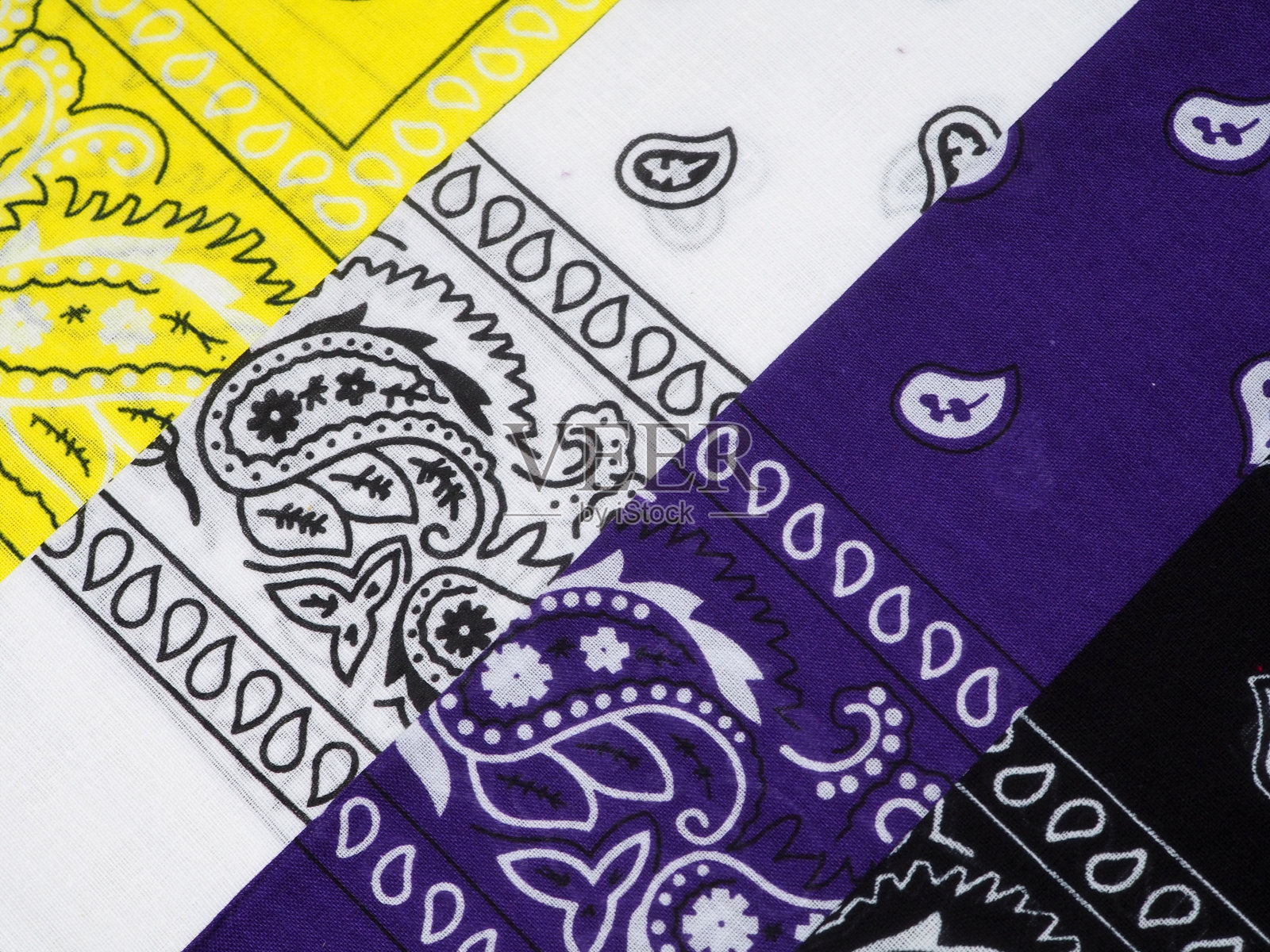 白色，黄色，蓝色，黑色的各色头巾照片摄影图片