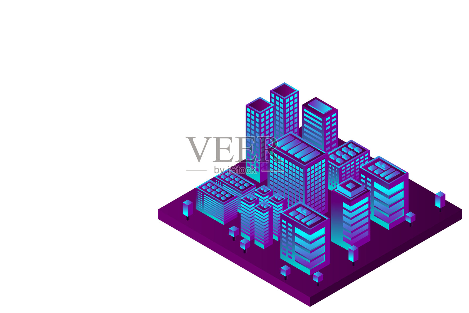 等距的未来城市房地产设计元素图片