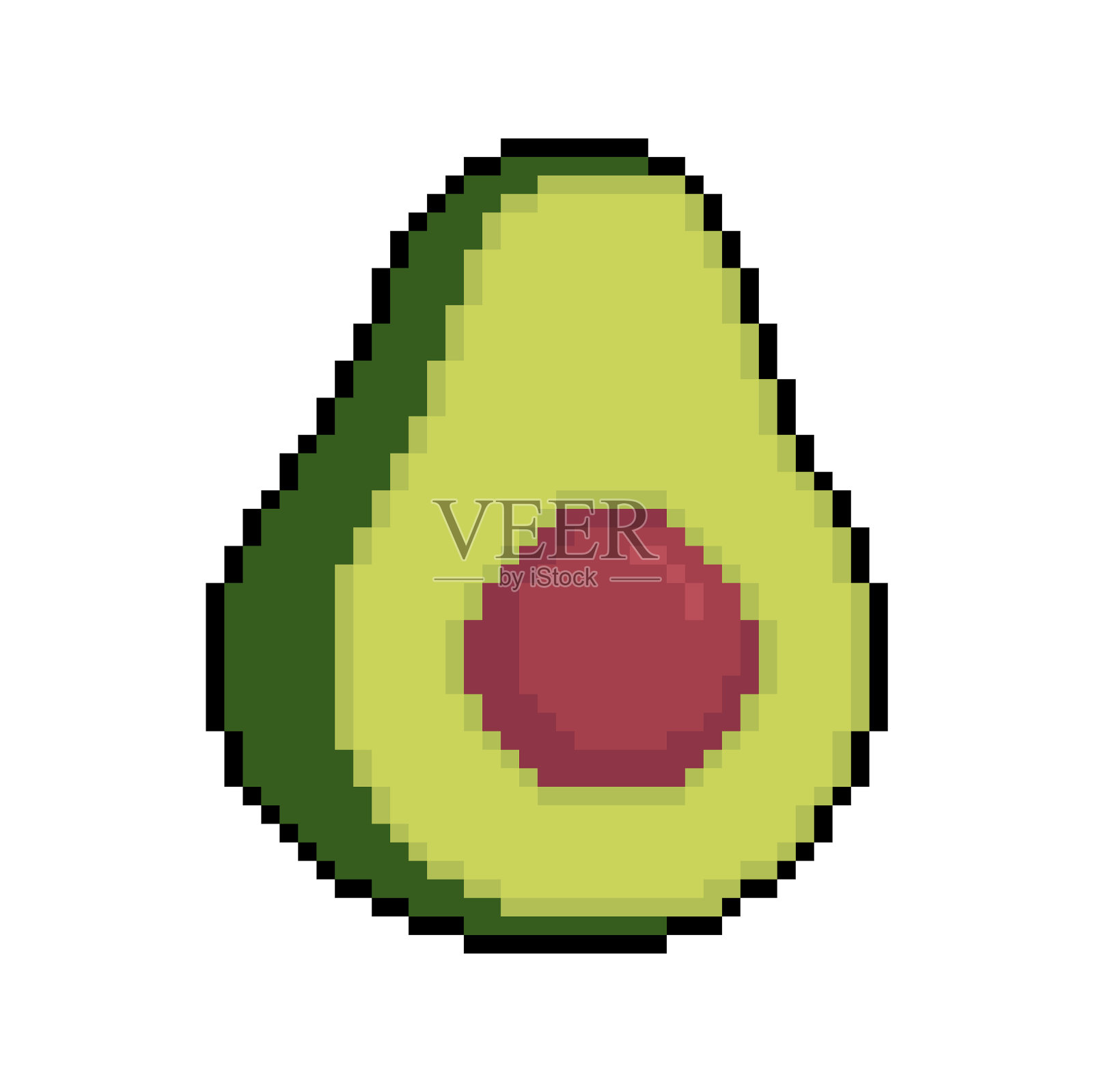 牛油果像素艺术热带绿色水果8位设计元素图片