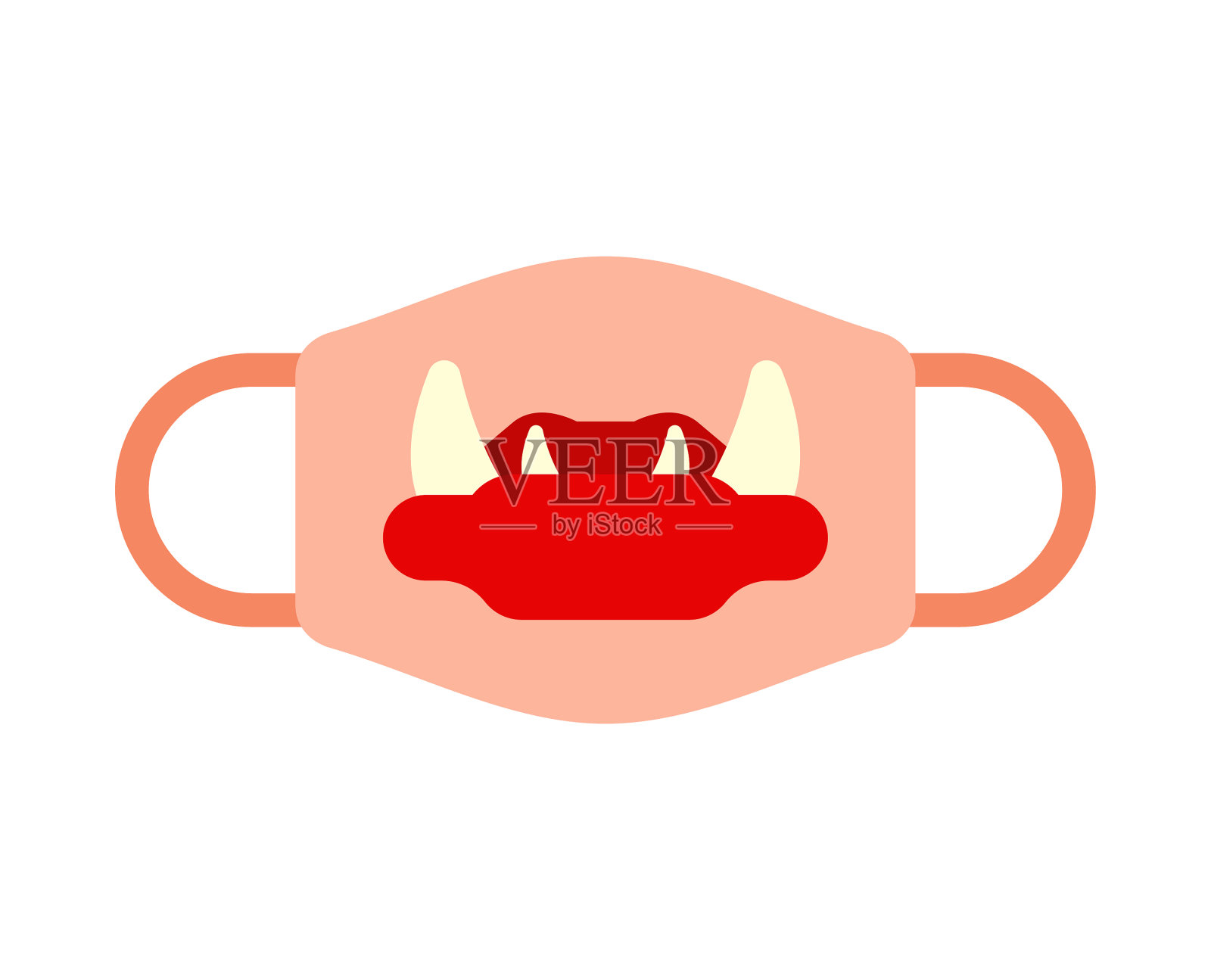 带有吸血鬼口的防护面具模板设计元素图片