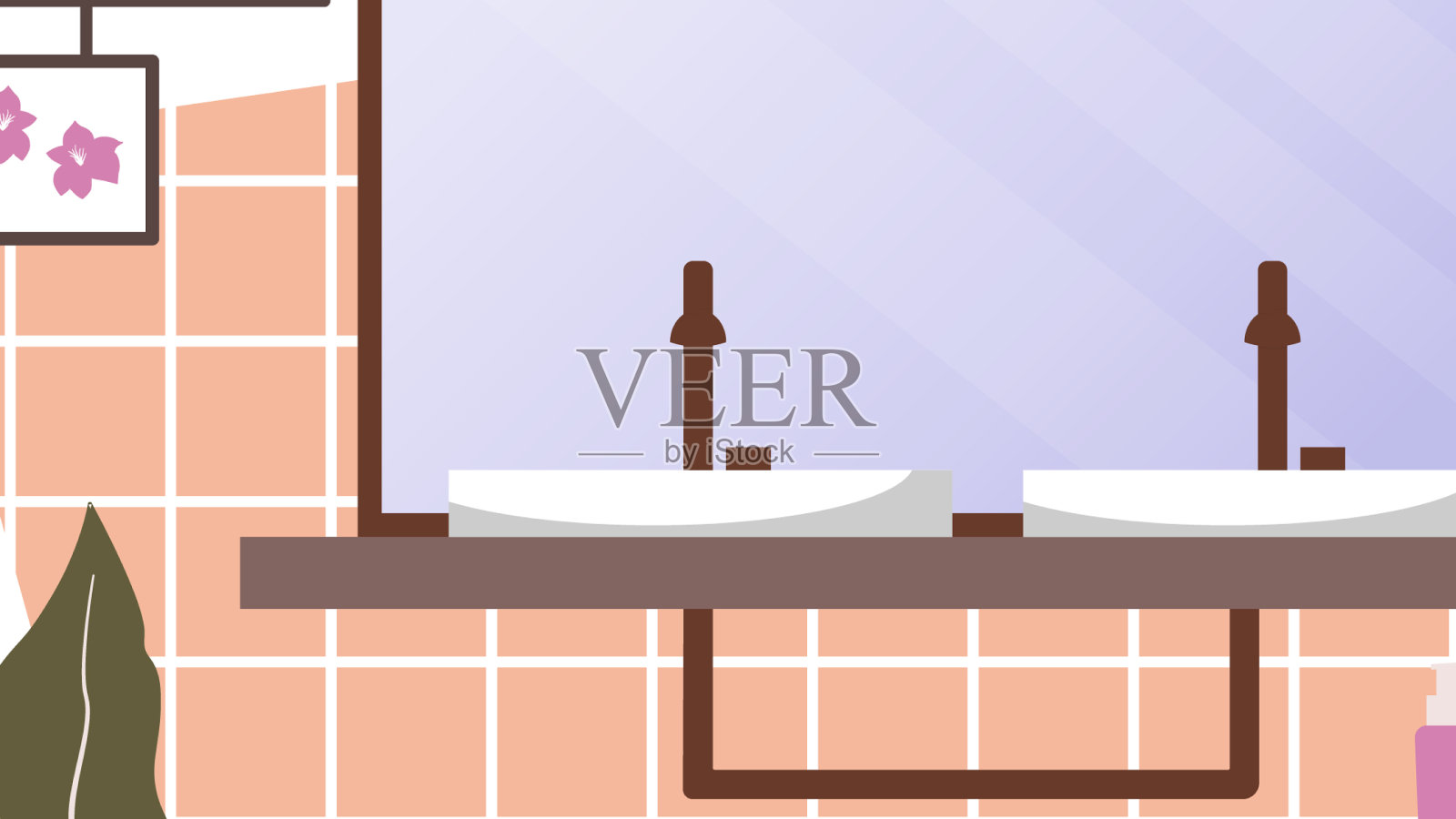 清洁浴室装饰镜水槽柜插画图片素材