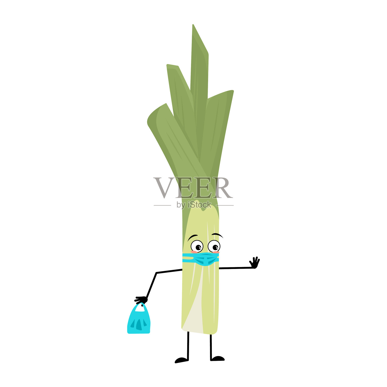 可爱的青葱人物与脸在医学设计元素图片